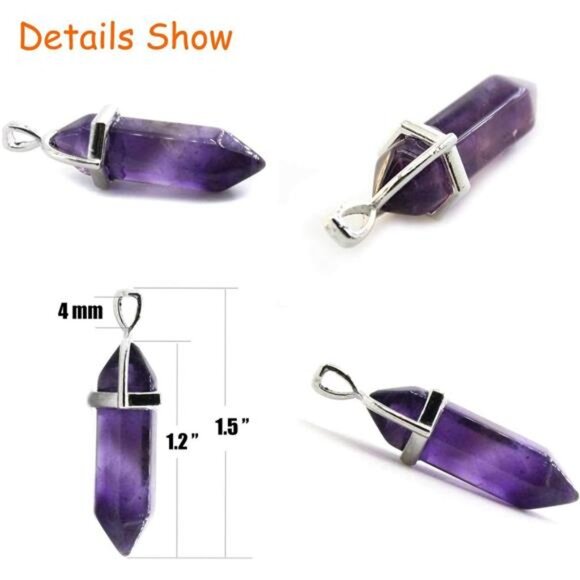 Wholesale Natural Amethyst Crystal Pendant 10 PCS Hexagonal Healing Reiki Quartz - Picture 4 of 8